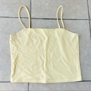 Pacsun Yellow Straight Neck Cropped Tank Top